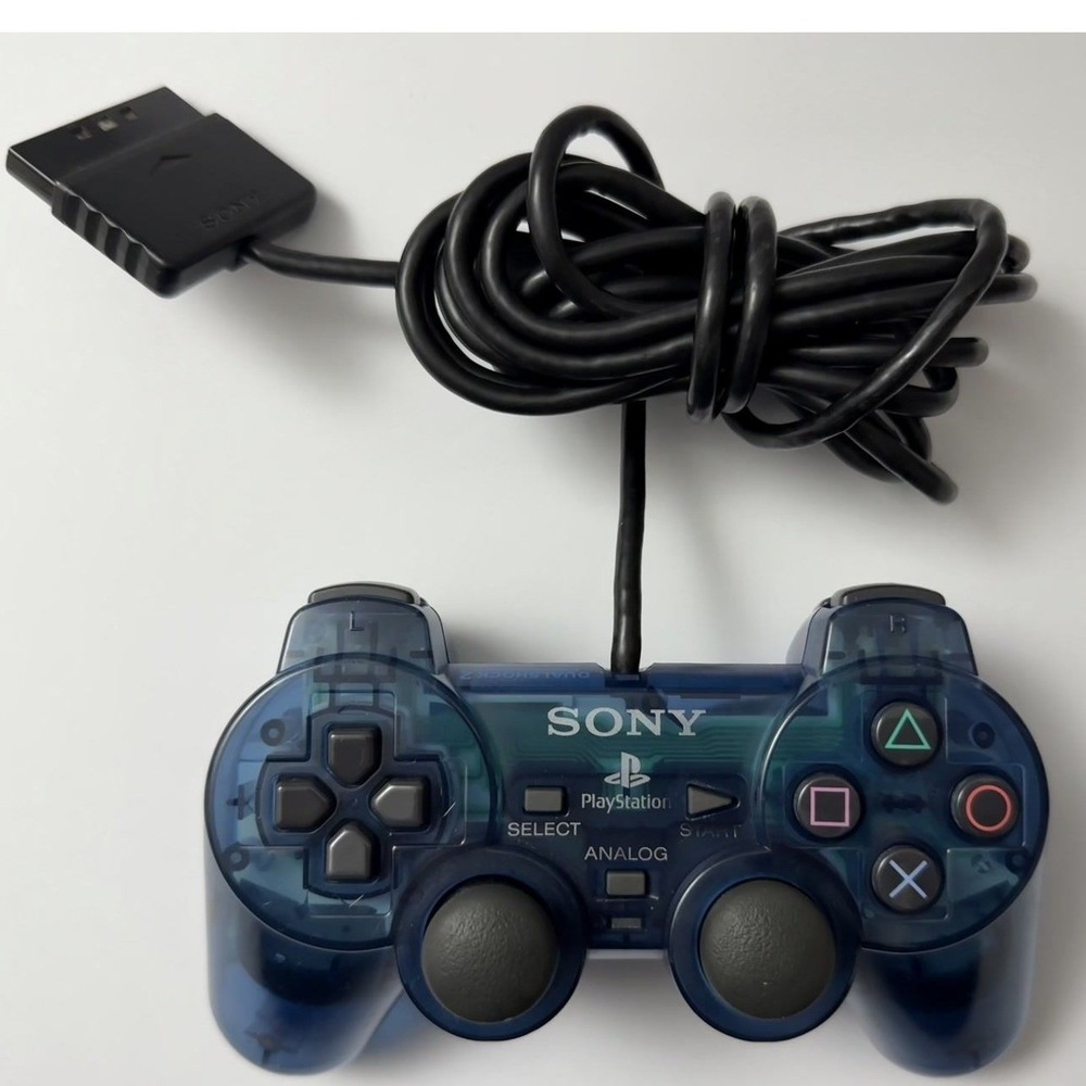 DualShock 2 Controller PS2 - Transparent Ocean Blue - Sony SCPH-10010 - Tested